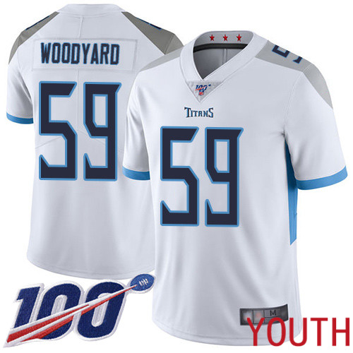 Tennessee Titans Limited White Youth Wesley Woodyard Road Jersey NFL Football 59 100th Season Vapor Untouchable